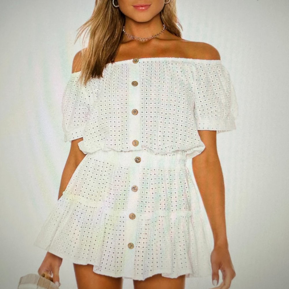 Eberjey cotton dress (cream/white) size Medium